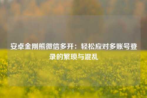 安卓金刚熊微信多开：轻松应对多账号登录的繁琐与混乱