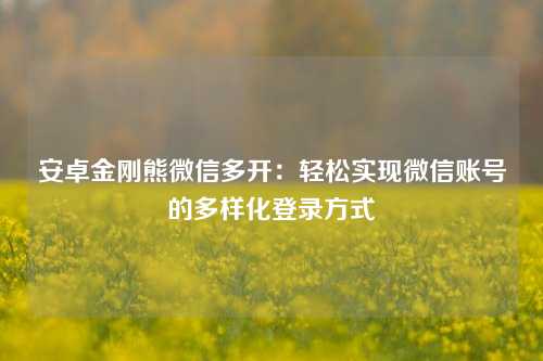 安卓金刚熊微信多开：轻松实现微信账号的多样化登录方式