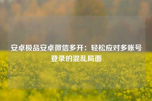 安卓极品安卓微信多开：轻松应对多账号登录的混乱局面