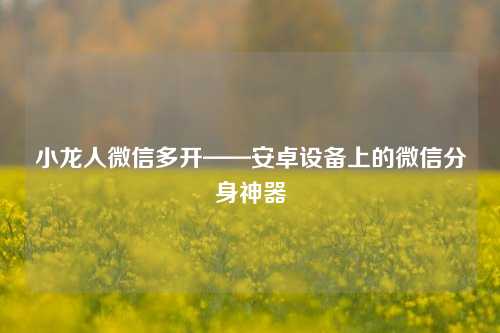 小龙人微信多开——安卓设备上的微信分身神器