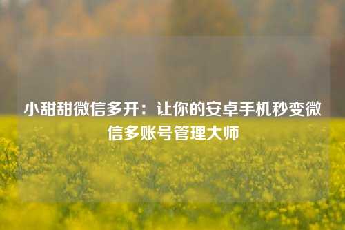 小甜甜微信多开：让你的安卓手机秒变微信多账号管理大师