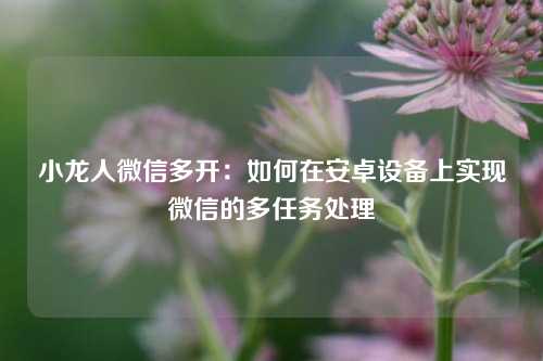 小龙人微信多开：如何在安卓设备上实现微信的多任务处理