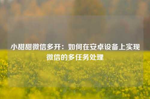 小甜甜微信多开：如何在安卓设备上实现微信的多任务处理