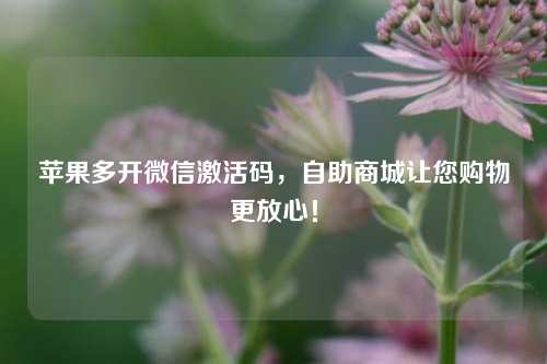 苹果多开微信激活码，自助商城让您购物更放心！