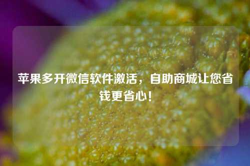 苹果多开微信软件激活，自助商城让您省钱更省心！