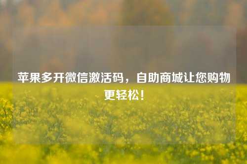 苹果多开微信激活码，自助商城让您购物更轻松！